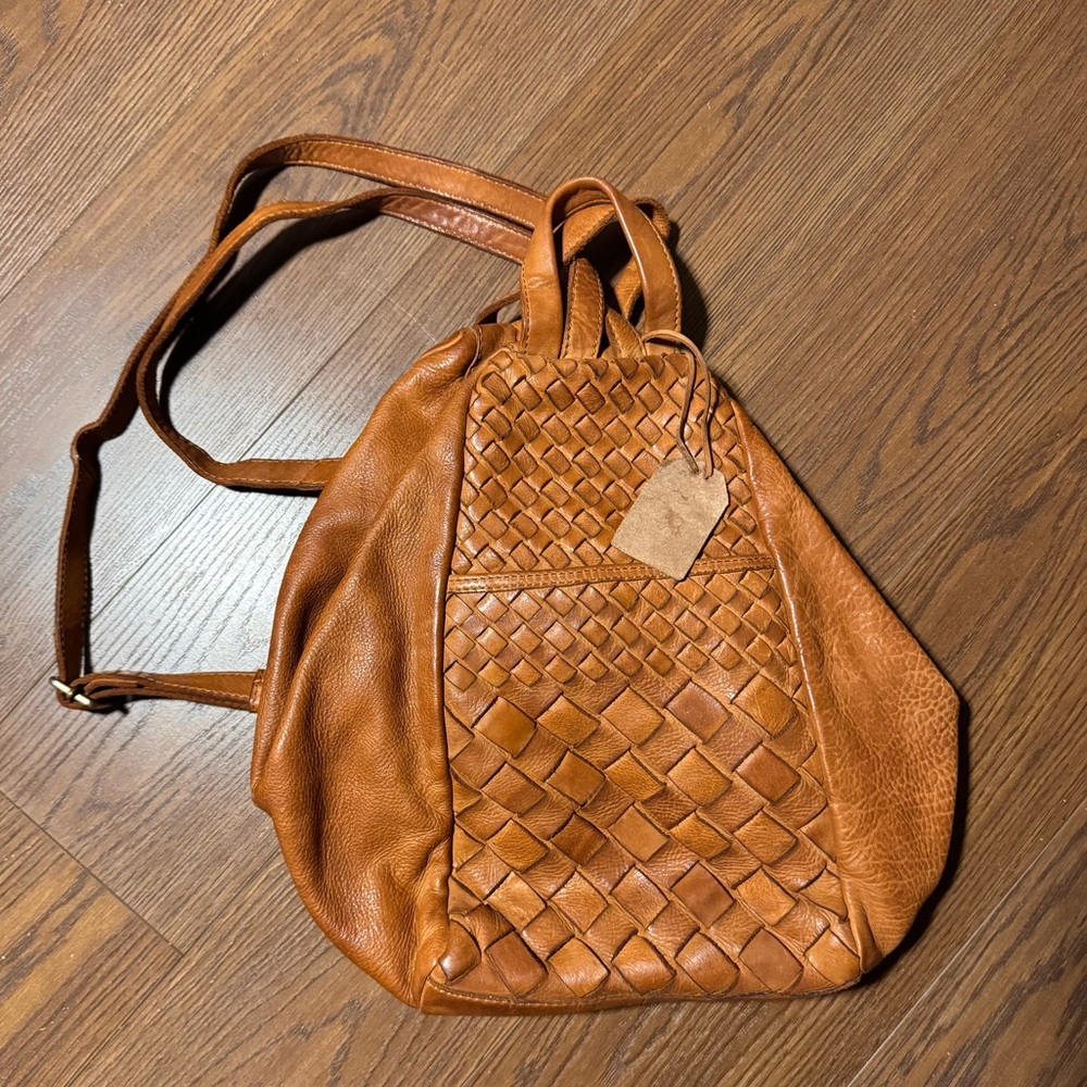 Chic Woven Leather Backpack